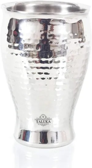 Taluka Stainless Steel Hammered Double Wall Beer Mug 450 ML Drinkware Glass Bar Hotel Restaurant Tableware (Height 13 cm x 9 Dia cm)