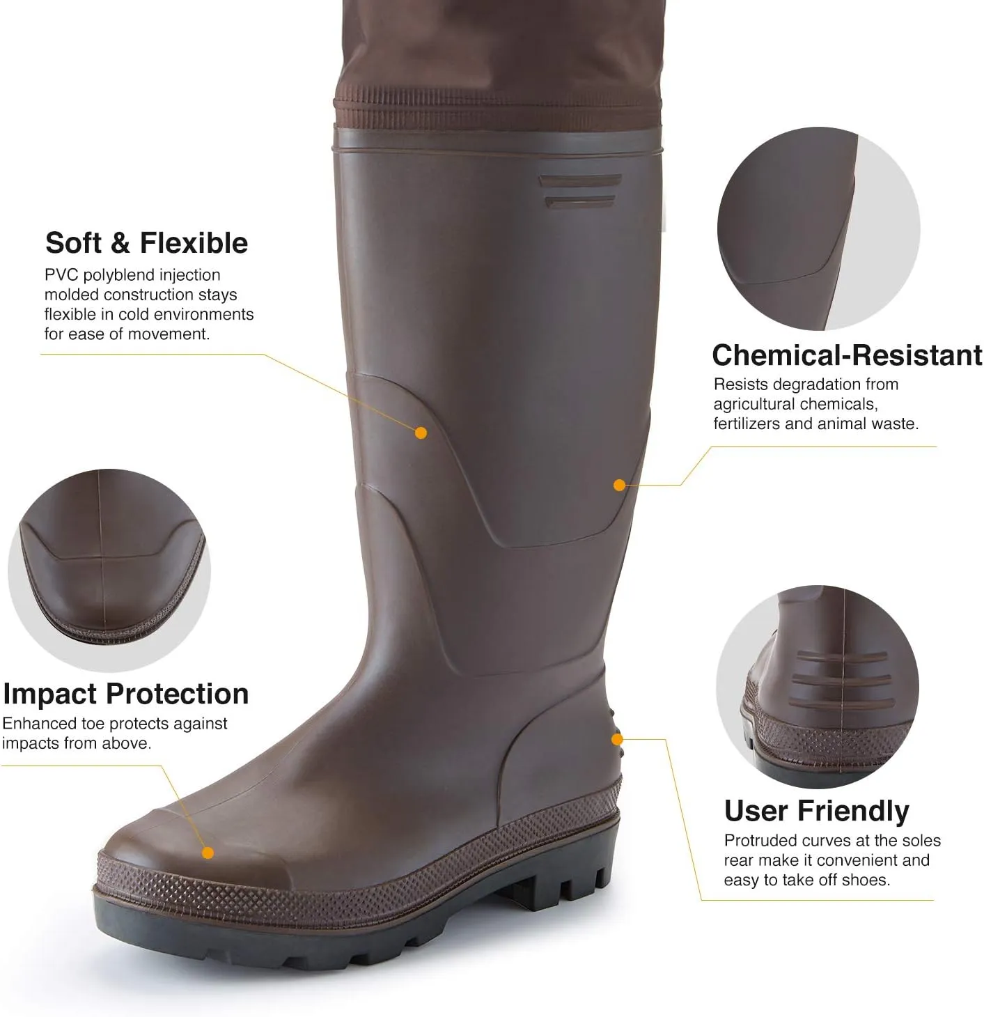 TIDEWE Hip Wader, Lightweight Hip Boot For Men and Women, 2-Ply PVC/Nylon Fishing Hip Wader (Green and Brown)