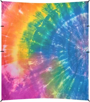 Tie-dye Colorful Beach Canopy UPF50 Waterproof Sun Shade with Sandbags & Sand Shovel for Camping, Picnics, Backyard