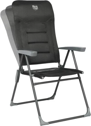 TIMBER RIDGE 7-Level Reclining Camping Chair, Adjustable Folding Patio Chair with High Back for Adults, Lightweight Aluminum Padded Lawn Chair for Outside, Heavy Duty Supports 300 LBS, Black-1 Pack