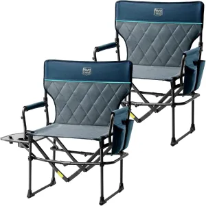 TIMBER RIDGE Heavy Duty Camping Chair with Compact Size, Portable Directors Chair with Side Table and Pocket for Camping, Lawn, Sports and Fishing, Supports Up to 400lbs, Navy 2 Pack