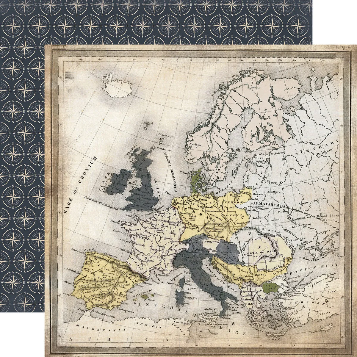 Transatlantic Travel, Double-Sided Cardstock, 12"X12", Travel Map