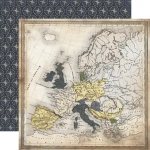 Transatlantic Travel, Double-Sided Cardstock, 12"X12", Travel Map