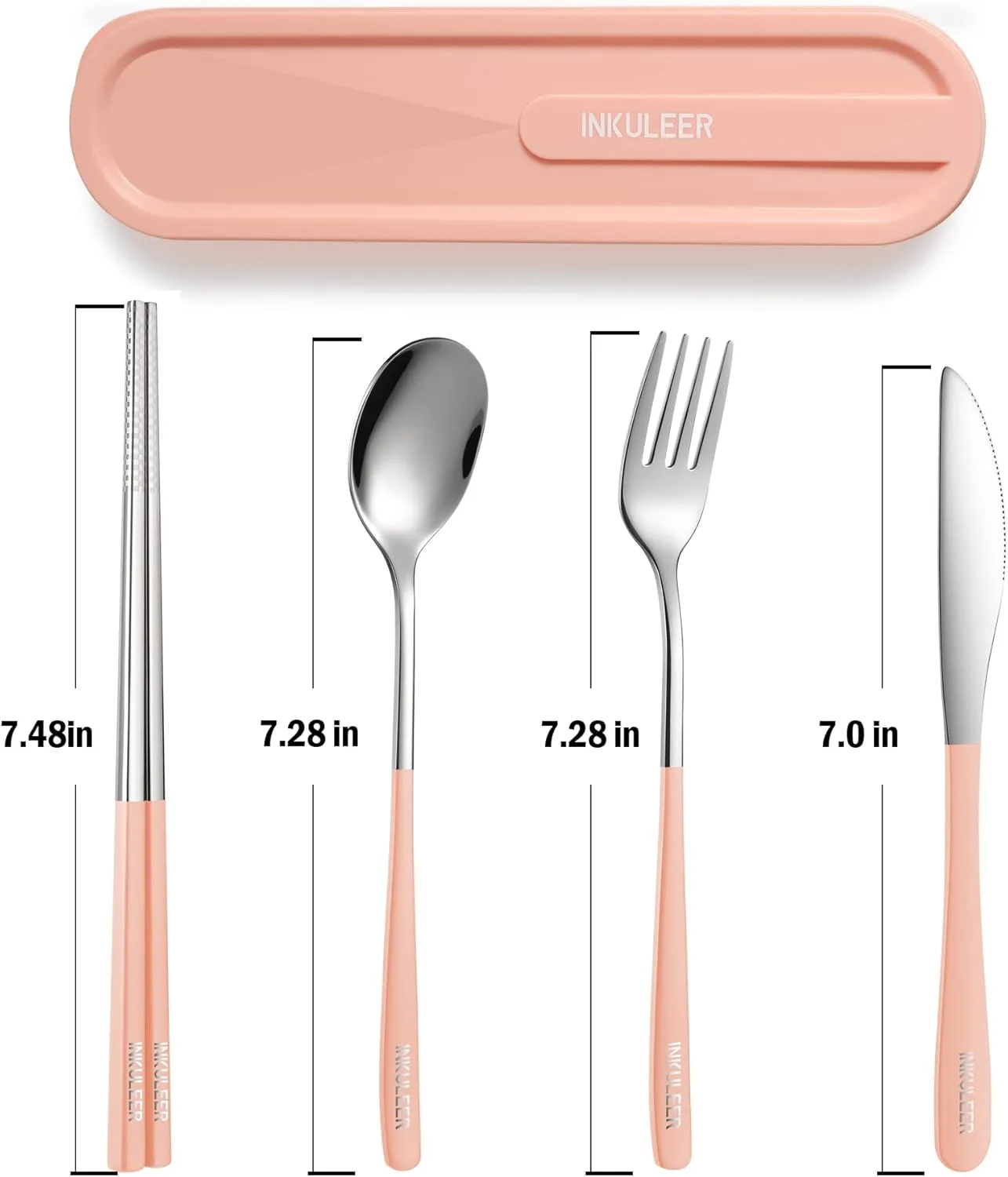 Travel cutlery set, 18/8 stainless steel cutlery, Reusable utensils set with case, Portable Silverware Lunch Box for Camping and Office