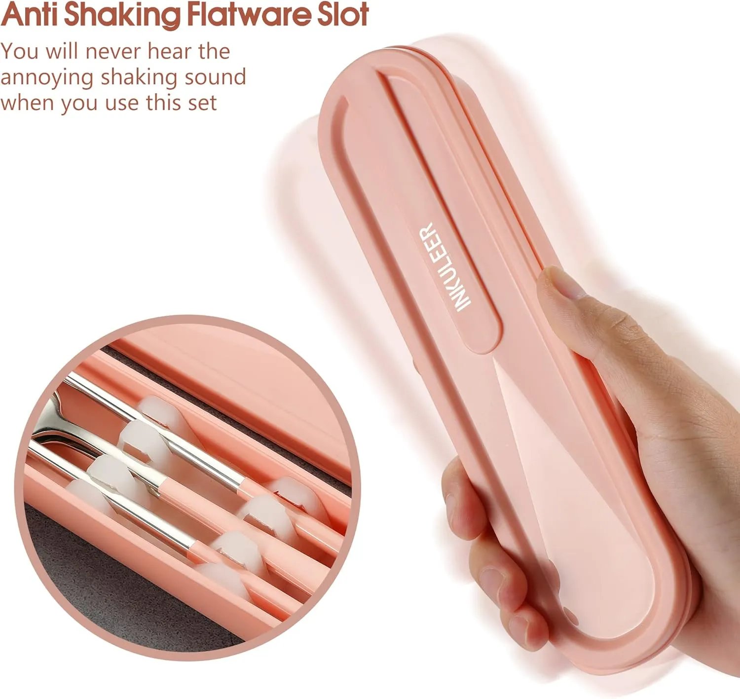 Travel cutlery set, 18/8 stainless steel cutlery, Reusable utensils set with case, Portable Silverware Lunch Box for Camping and Office