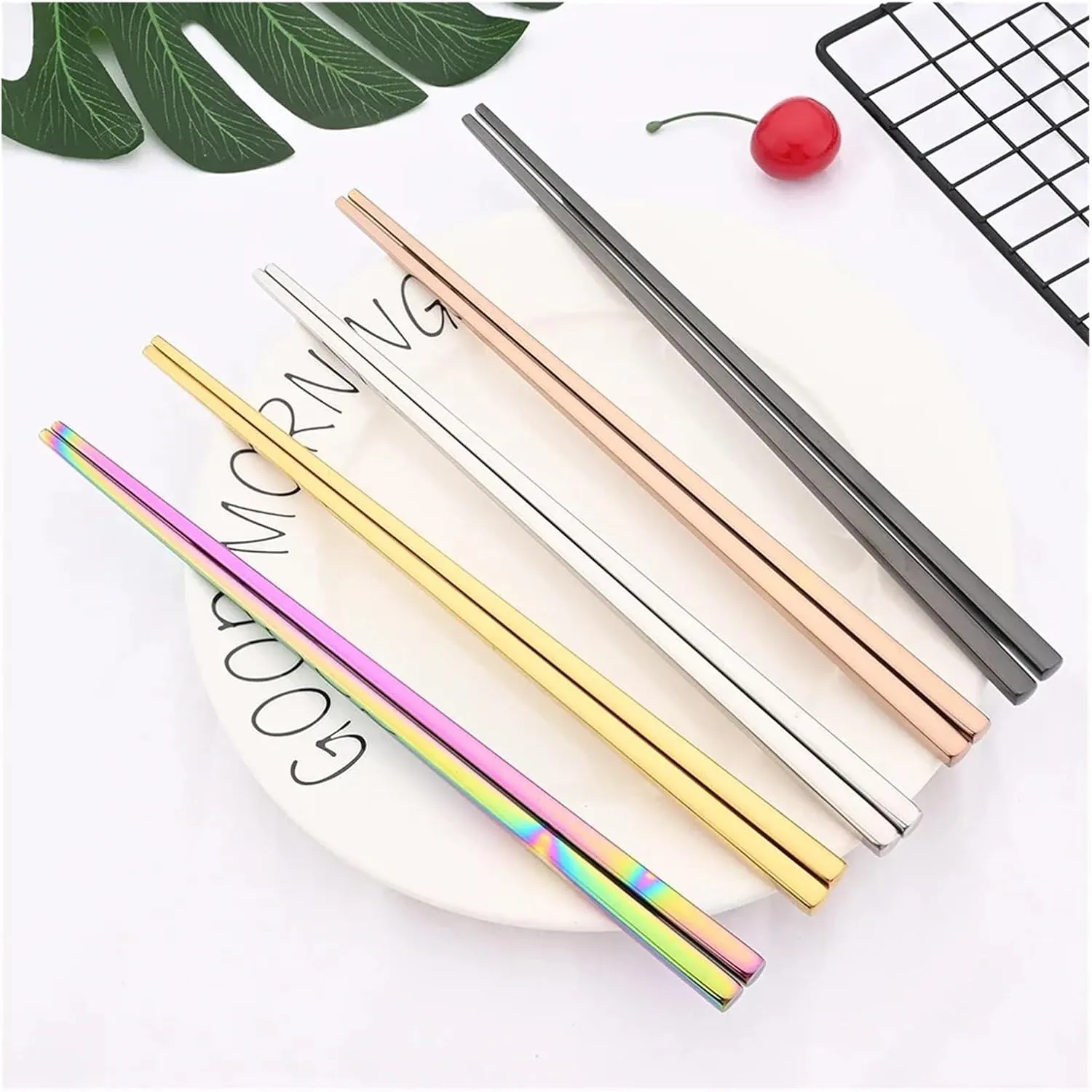 travel utensils 12Pcs Tableware Set Stainless Steel Dinner Set Gold Dinnerware Fork Spoon Chopsticks Flatware Cutlery Set(Silver)