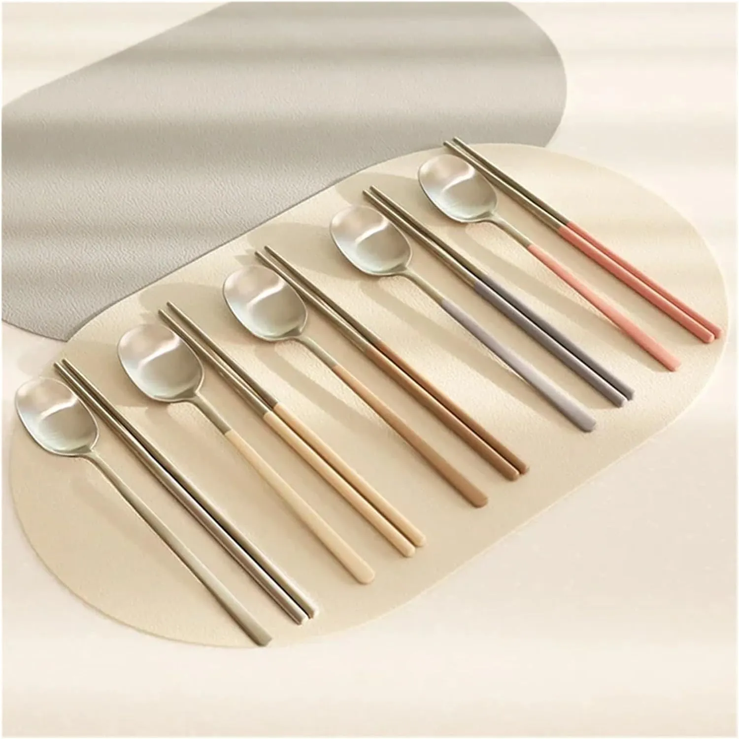 travel utensils 304 Stainless Steel Portable Tableware Set Chopsticks Spoon Outdoor Single Tableware(Green)
