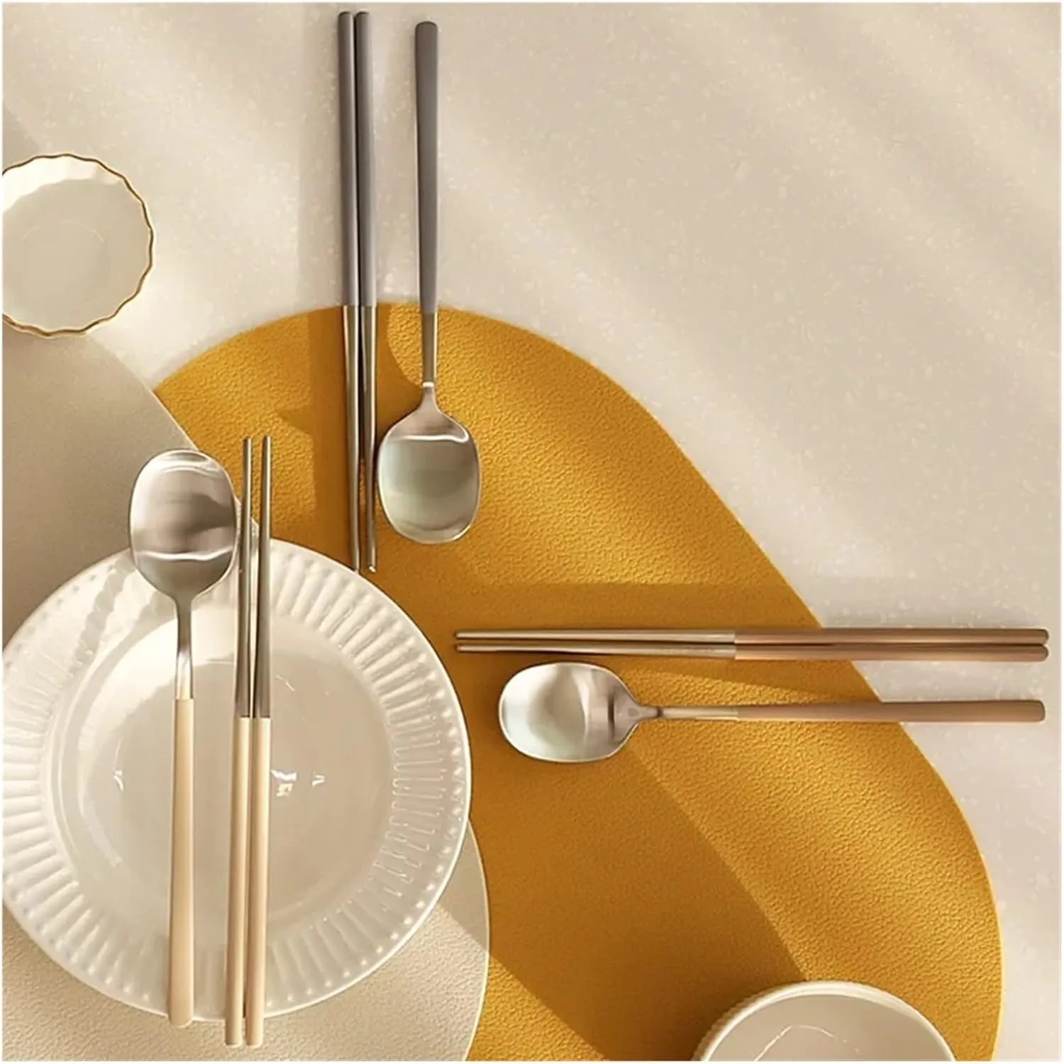 travel utensils 304 Stainless Steel Portable Tableware Set Chopsticks Spoon Outdoor Single Tableware(Green)