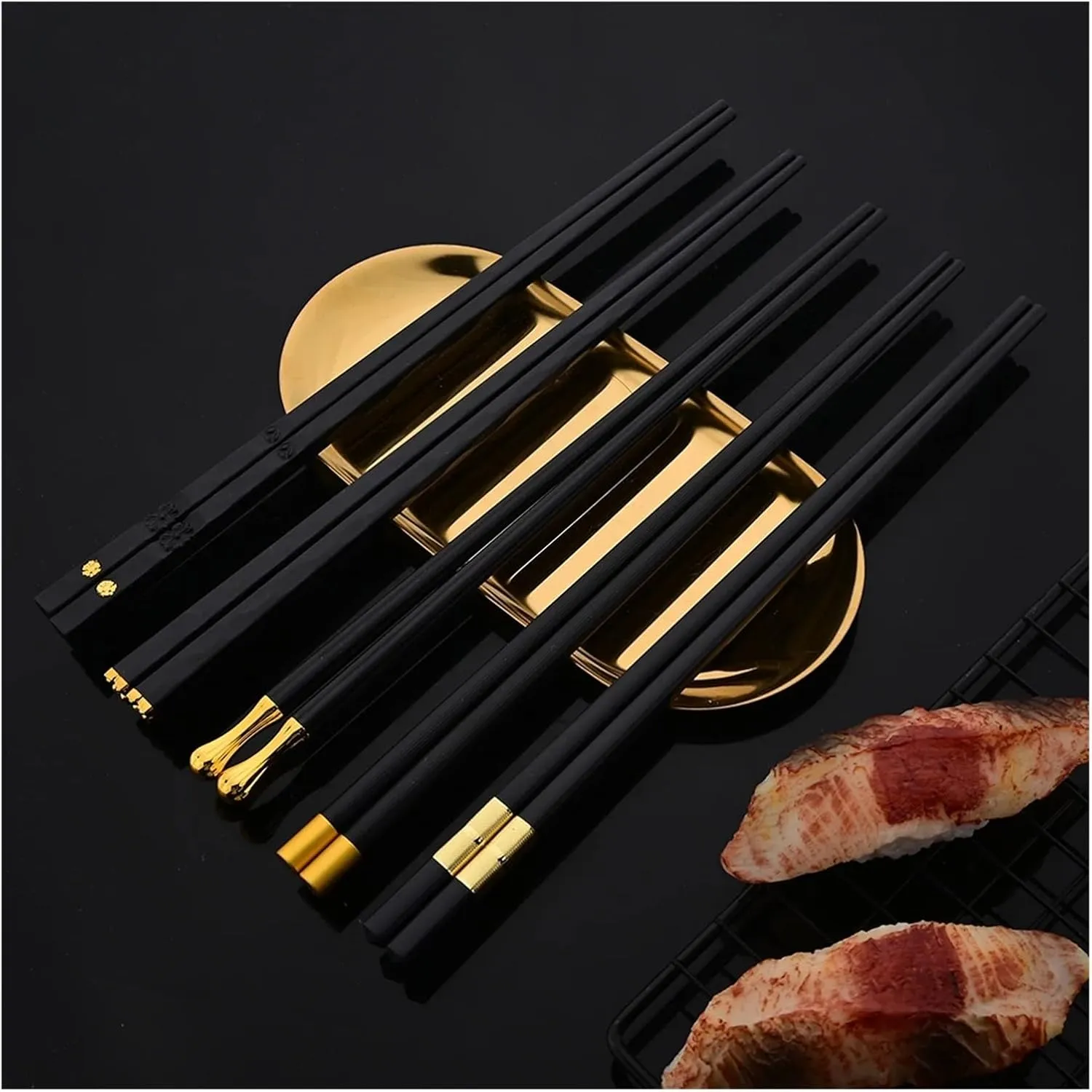 travel utensils Tableware Set 15-20Pcs Cutlery Set Stainless Steel Dinnerware Knife Fork Spoon Chopsticks Cutlery Set(20Pcs Black Silver)