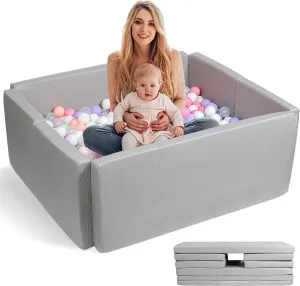 TRENDBOX Foldable Ball Pit, Rectangular Foam Ball Pit for Toddlers and Kids - Large Soft Play Set, Perfect for Play Room Essentials, Balls Not Included