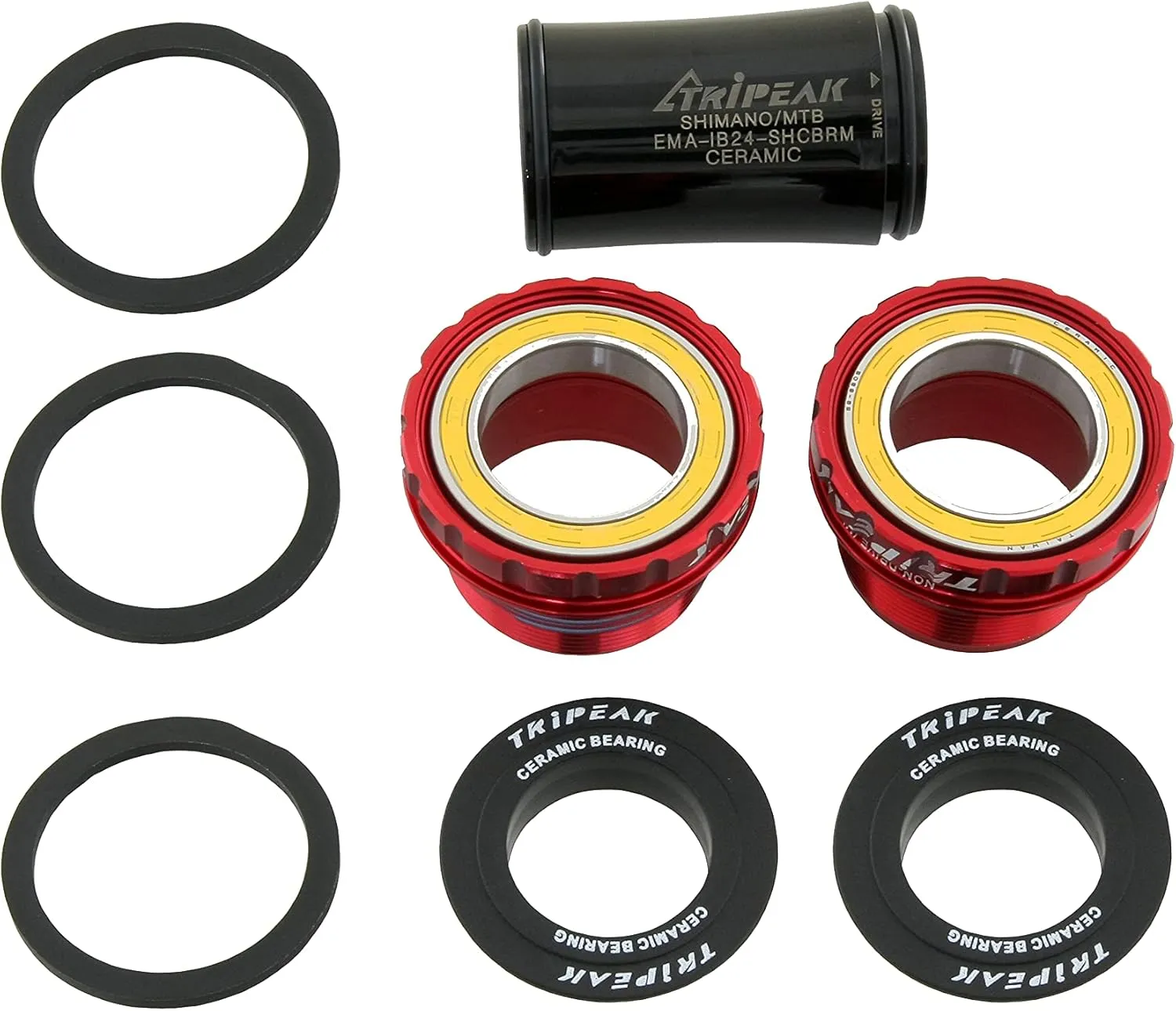 TRiPEAK Bottom Bracket BSA/ITA/C60/CR1/T47, with Ceramic Bearings for 24mm Shimano Hollowtech II Road/MTB Cranksets, Threaded BB Compatible with Trek, Giant, Specialized, Canyon, Campagnolo Frame