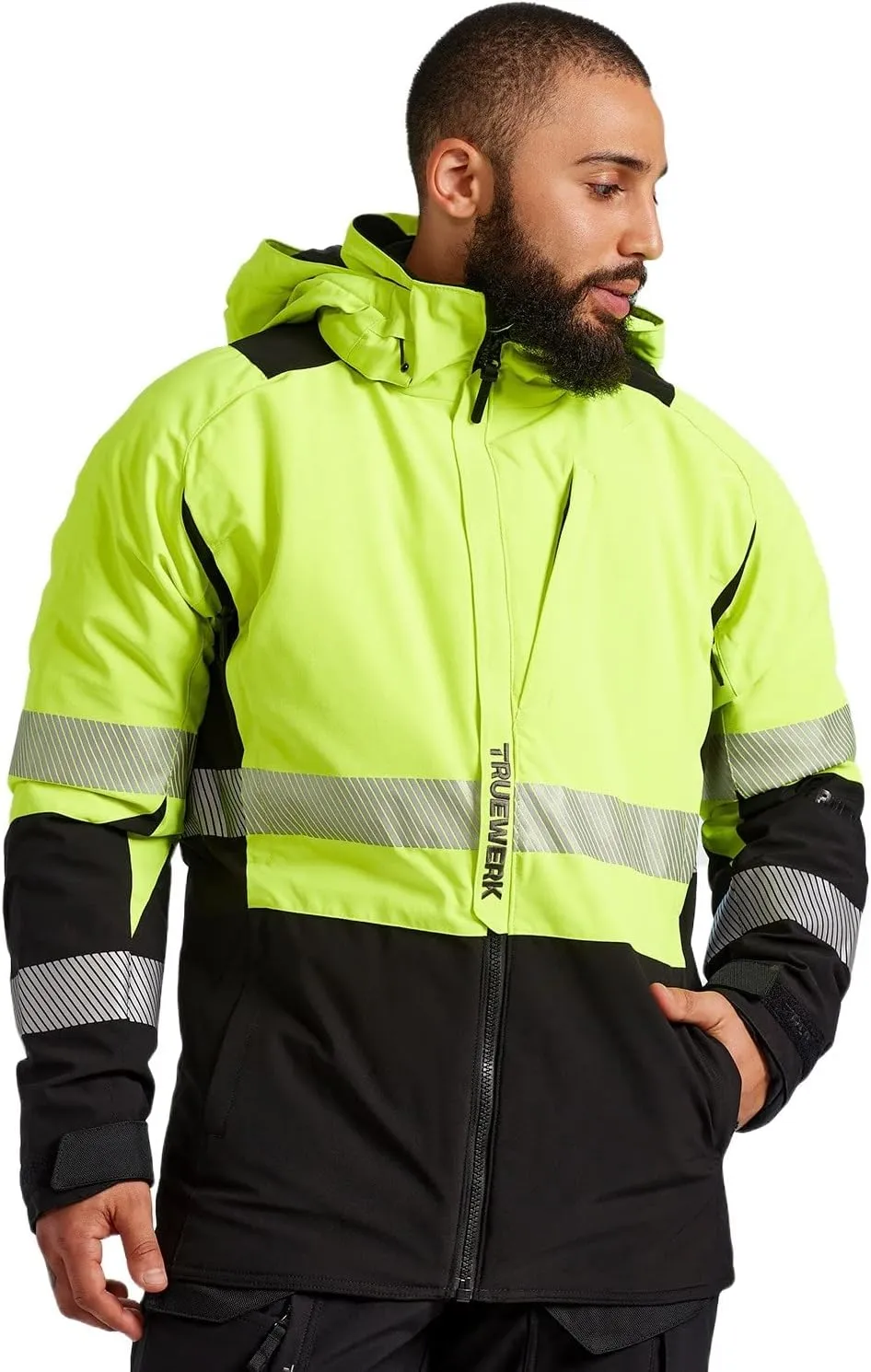 TRUEWERK Men's Work Coat - S4 Tower Winter Parka Workwear, Water-Resistant, Windproof Jacket with 4-Way Stretch