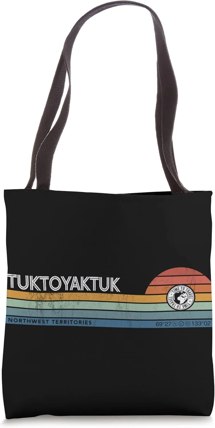 Tuktoyaktuk Northwest Territories Canada Retro Sunset Synth Tote Bag