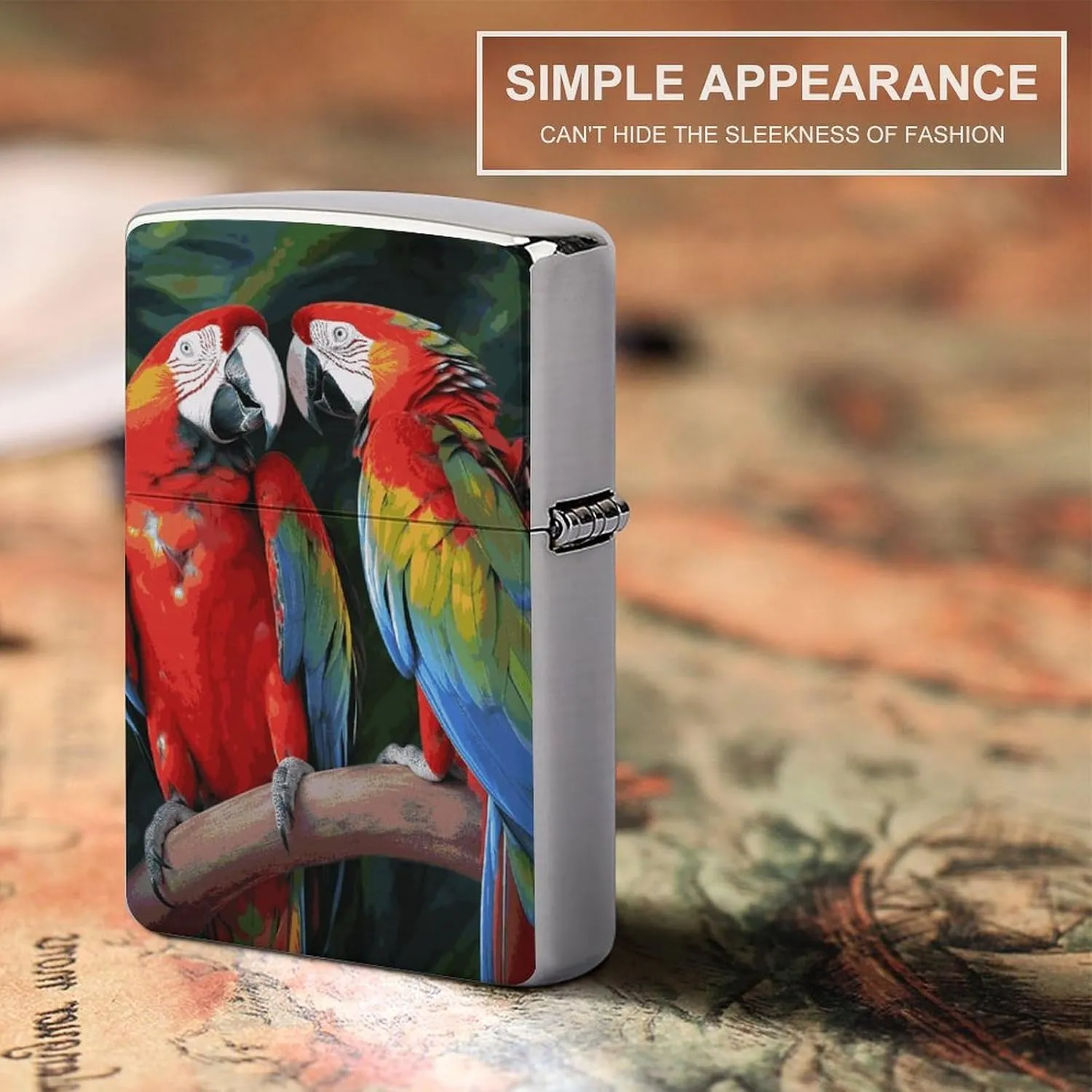 Two Colored ParrotsLighter Case Waterproof Lighter Sleeve Lighters Protective Cover with Graffiti Design