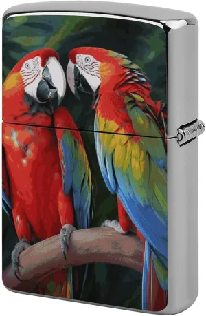 Two Colored ParrotsLighter Case Waterproof Lighter Sleeve Lighters Protective Cover with Graffiti Design