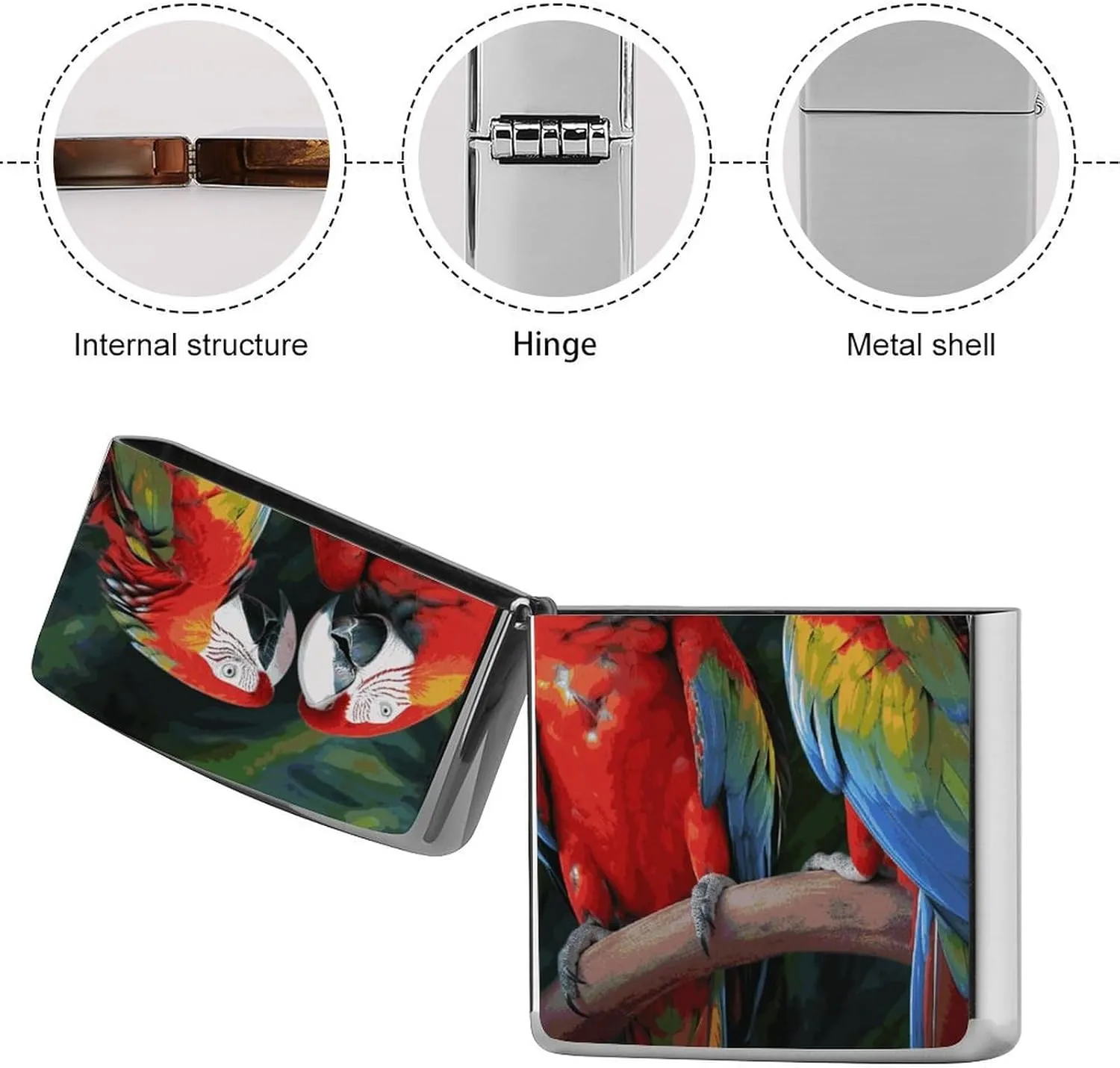 Two Colored ParrotsLighter Case Waterproof Lighter Sleeve Lighters Protective Cover with Graffiti Design