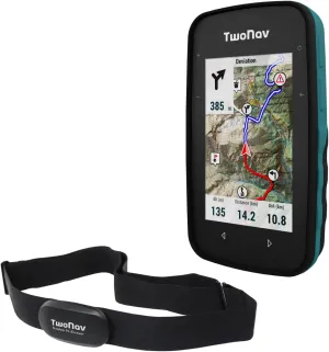 TwoNav Cross Plus   Chest Heart Rate Monitor, GPS Bike Computer with 3.2-inch Screen for MTB, Cycling, Trekking or Hiking with maps Included. Colour Turquoise