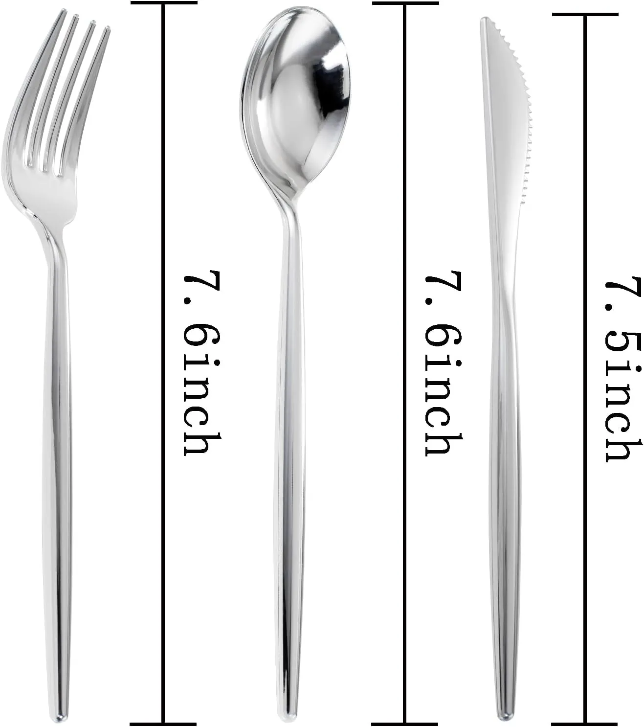 U-QE 120pc Silver Disposable Cutlery Set - Luxury Heavy Weight Plastic Flatware, Include 60 Forks, 30 Spoons, 30 Knives for Party