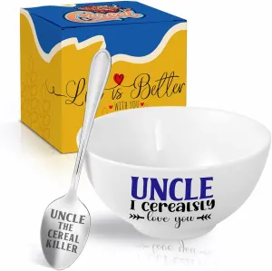 Uncle Gifts: Christmas & Father's Day Gift Set - Cereal Bowl & Cereal Killer Spoon, Cerealsly Love You