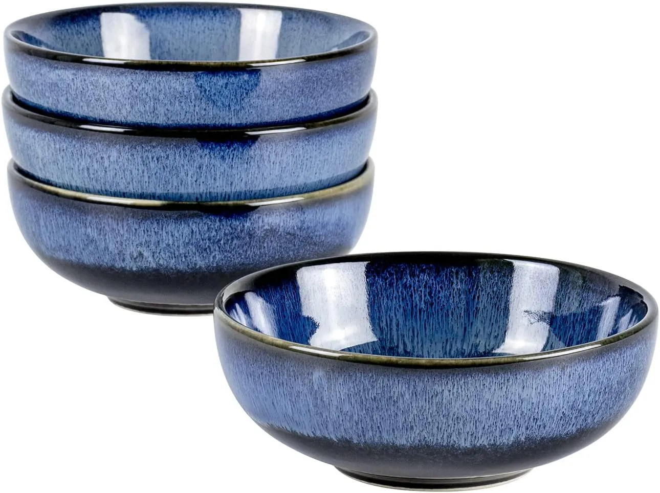 UNICASA Ceramic Cereal Bowls Set, 18 OZ Salads Bowls Set of 4, Dessert Serving Bowl for Soup, Reactive Glaze Ramen Bowls, Microwave Oven and Dishwasher Safe, Blue