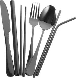 Unomor 1set Stainless Steel Cutlery Portable Utensil Kit for Outdoor Dining Ergonomic Design and for Parties Weddings Camping and More