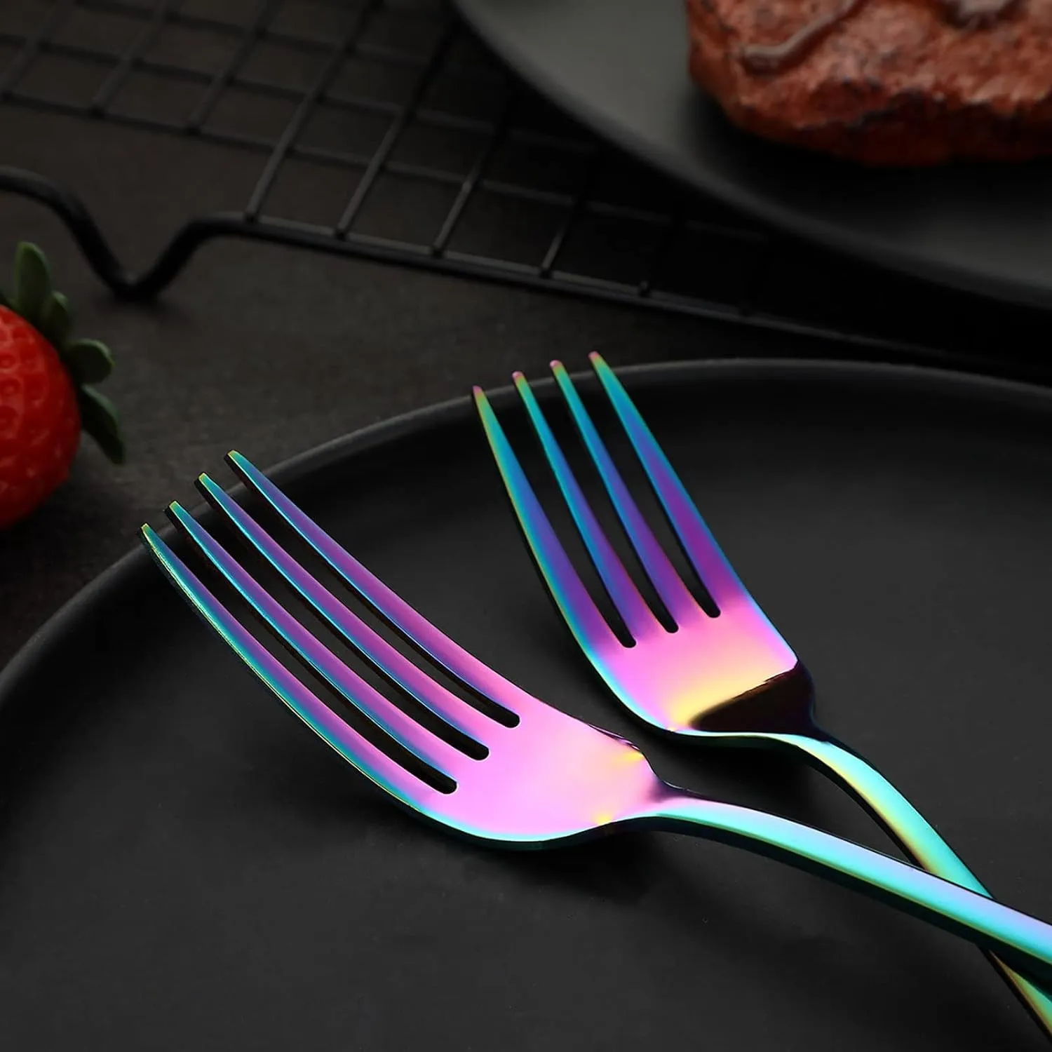 VANDBAO Rainbow Flatware Cutlery Silverware Set 20 Pieces, Stainless Steel Colorful Utensils, Tableware Set Service for 4, Include Knife/Fork/Spoon, Reusable, Mirror Polished, Dishwasher Safe