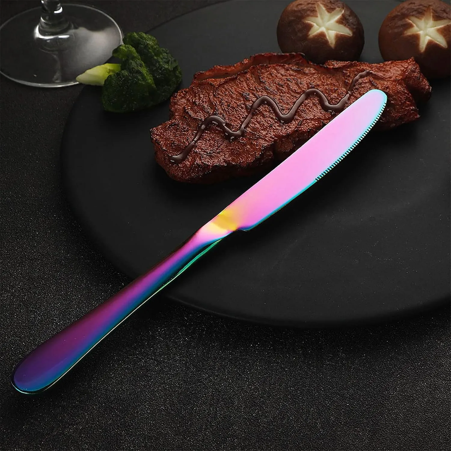 VANDBAO Rainbow Flatware Cutlery Silverware Set 20 Pieces, Stainless Steel Colorful Utensils, Tableware Set Service for 4, Include Knife/Fork/Spoon, Reusable, Mirror Polished, Dishwasher Safe