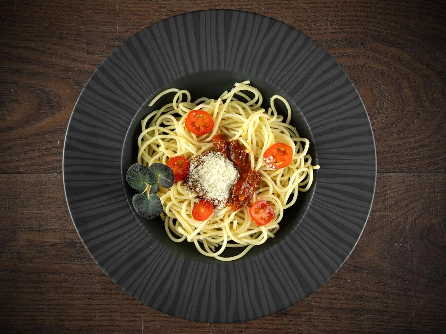 Vesuvio Series 21820, 4-Piece Crockery Set, Plate Set Made of Stoneware Black