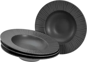 Vesuvio Series 21820, 4-Piece Crockery Set, Plate Set Made of Stoneware Black