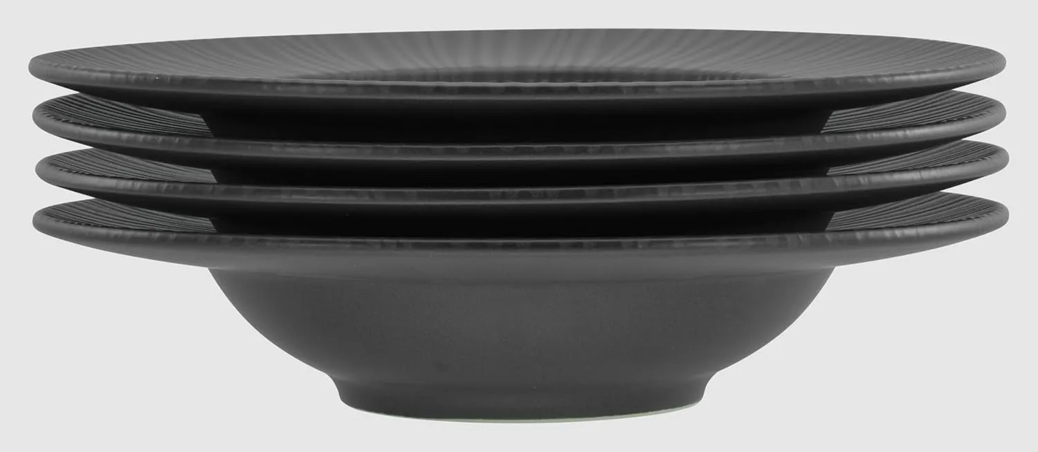 Vesuvio Series 21820, 4-Piece Crockery Set, Plate Set Made of Stoneware Black