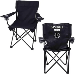 VictoryStore Outdoor Camping Chair - Baseball Mom Black Folding Camping Chair with Carry Bag