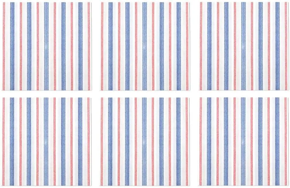 Vietri Papersoft Napkins Americana Stripe Cocktail Napkins Pack of 20, Set of 6, Spunlace, 10" Square, Multi-Color