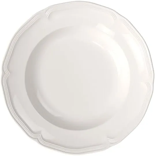 Villeroy & Boch Manoir Pasta Bowl/Soup Plate, 9 in, Premium Porcelain, White