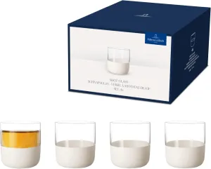 Villeroy & Boch - Manufacture Rock Blanc Shot Glass Set, 4 pcs. Set of Drinking Glasses for Shots and Liqueurs, 1.25 oz, Crystal, Matte White Slate Look