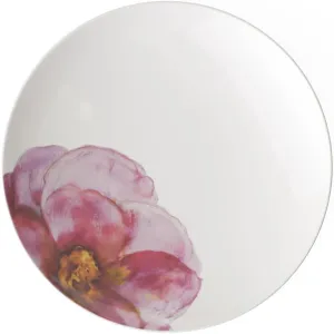 Villeroy & Boch Rose Garden Coupe Dinner Plate, 11.25 in Premium Porcelain, Made in Germany, White/Pink