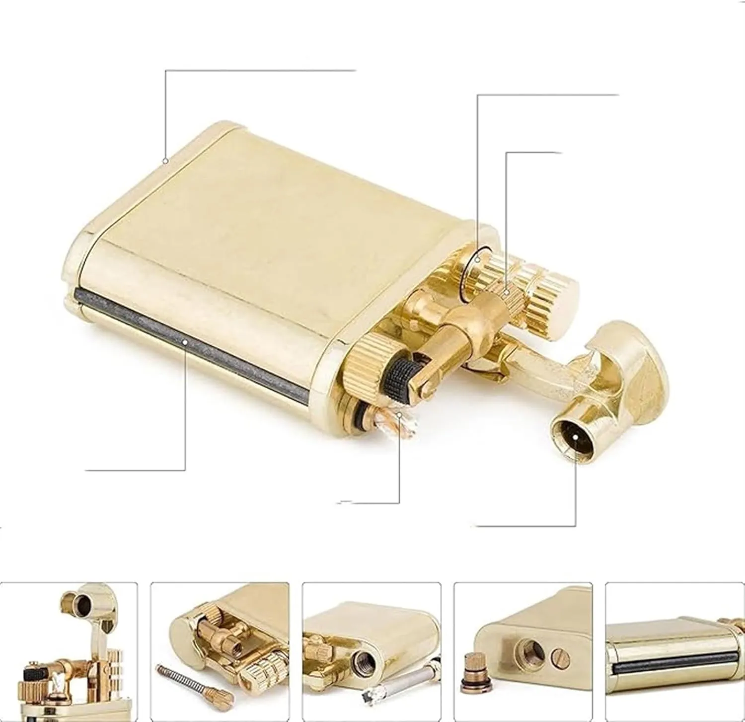 Vintage Lighter Permanent Matches, Vintage Brass Lighter, Kerosene Lighter, Liquid refillable, Reusable Waterproof Match Lighter, Gift for Men(D)