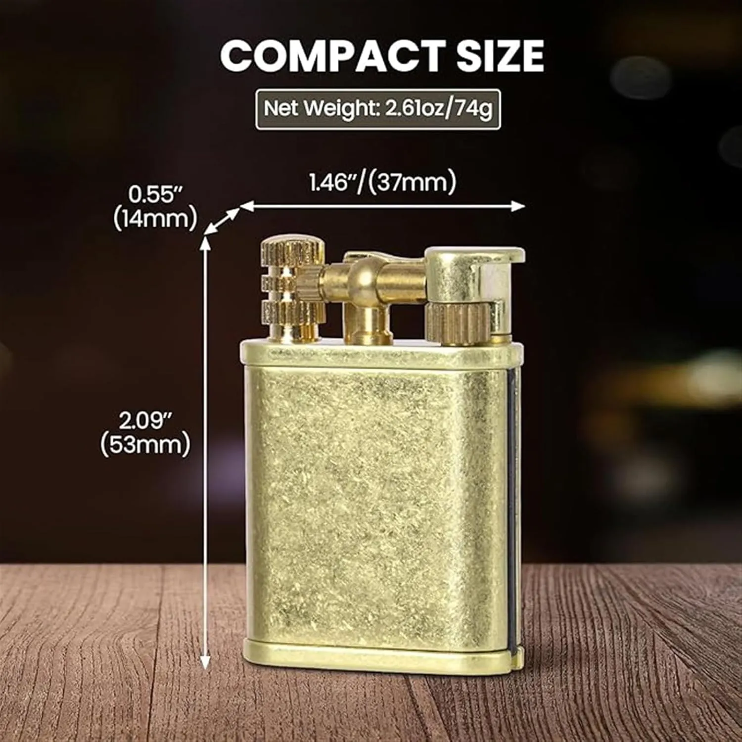 Vintage Lighter Permanent Matches, Vintage Brass Lighter, Kerosene Lighter, Liquid refillable, Reusable Waterproof Match Lighter, Gift for Men(D)