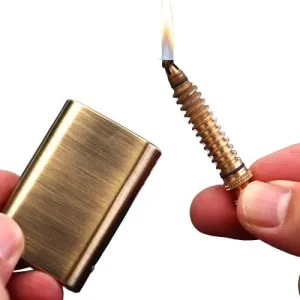Vintage Trench Lighter, Windproof Pipe Lighter Fluid Refillable with Creative Transparent Bottle, Antique Lighters, Gifts for Men (Fuel Not Included) (Gold)