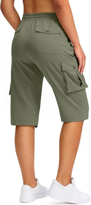 Viodia 15" Long Shorts for Women Hiking Cargo Bermuda Shorts Lightweight Knee Length Capris for Summer Travel Fishing