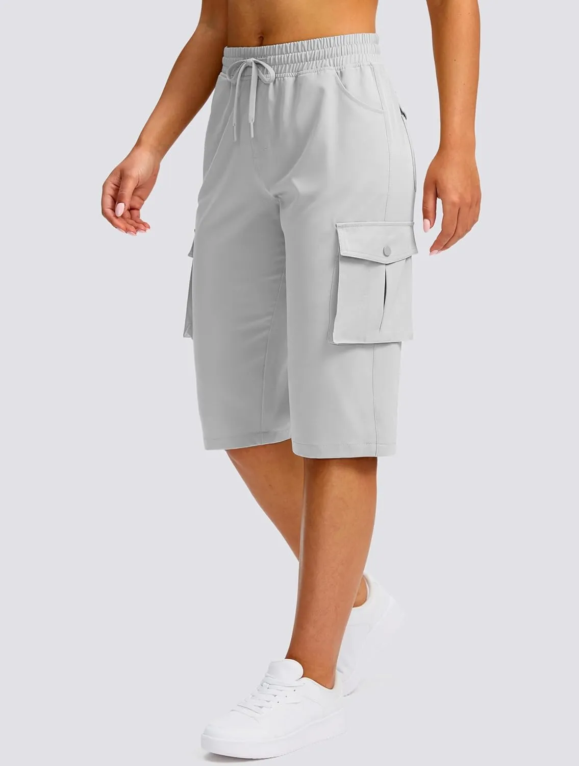 Viodia 15" Long Shorts for Women Hiking Cargo Bermuda Shorts Lightweight Knee Length Capris for Summer Travel Fishing
