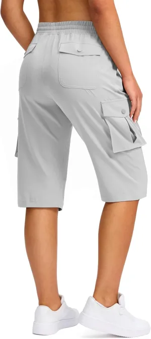 Viodia 15" Long Shorts for Women Hiking Cargo Bermuda Shorts Lightweight Knee Length Capris for Summer Travel Fishing