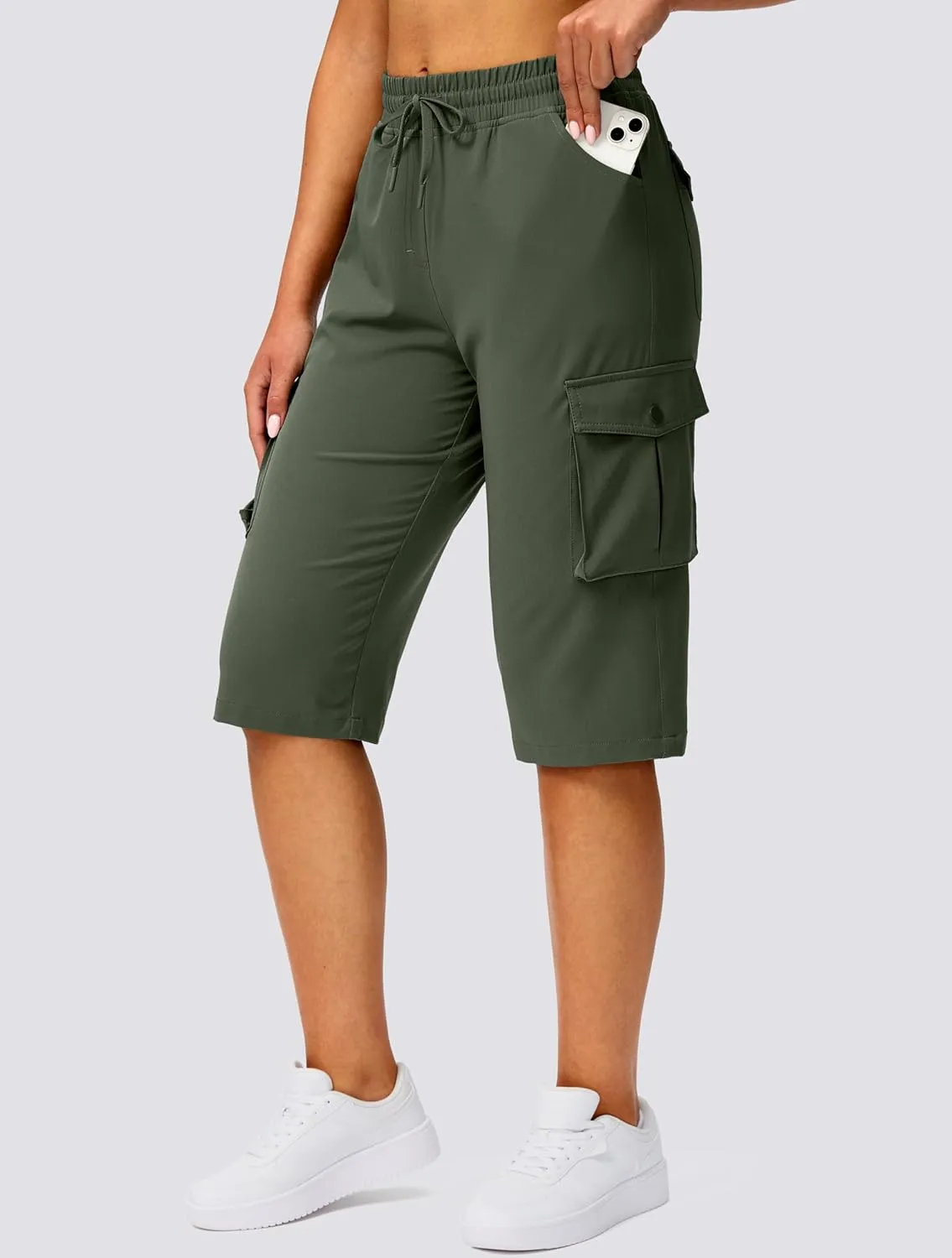 Viodia 15" Long Shorts for Women Hiking Cargo Bermuda Shorts Lightweight Knee Length Capris for Summer Travel Fishing