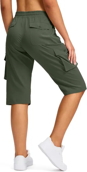 Viodia 15" Long Shorts for Women Hiking Cargo Bermuda Shorts Lightweight Knee Length Capris for Summer Travel Fishing