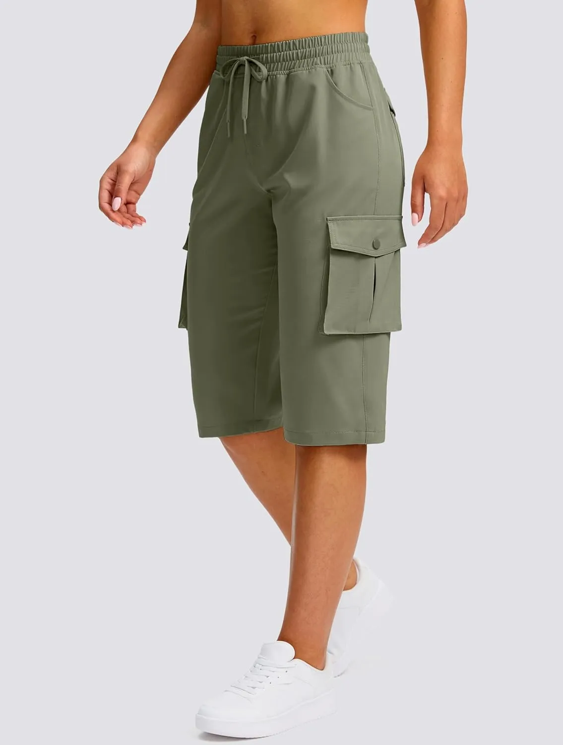Viodia 15" Long Shorts for Women Hiking Cargo Bermuda Shorts Lightweight Knee Length Capris for Summer Travel Fishing