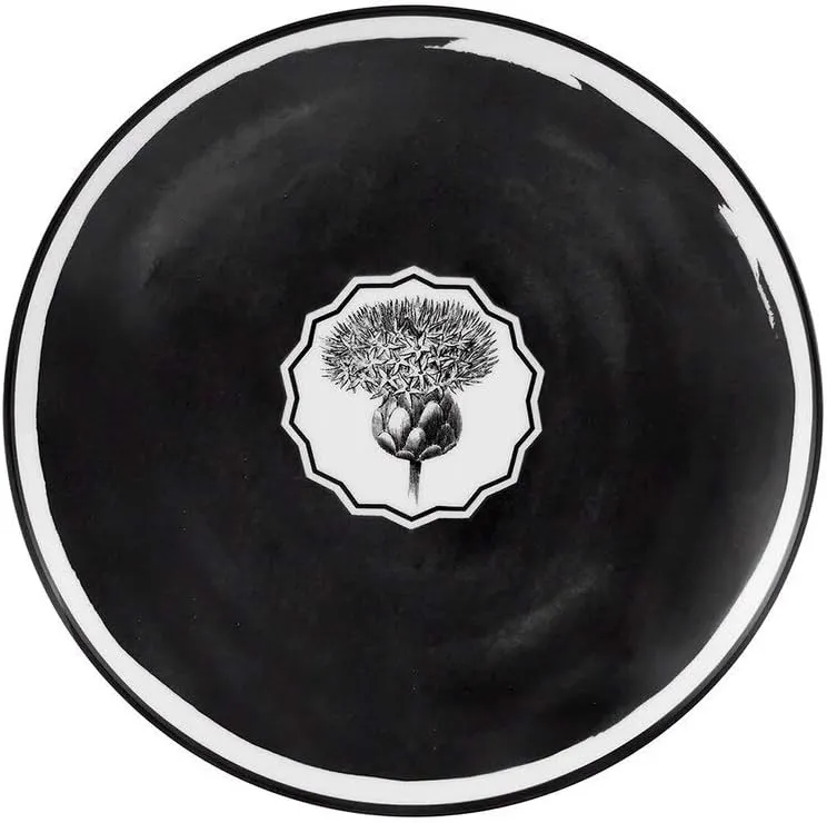 Vista Alegre 21133446 Christian Lacroix Herbariae Dessert Plate Black, Set of 2