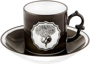 Vista Alegre 21133515 Christian Lacroix Herbariae Coffee Cup and Saucer Black - Set of 2