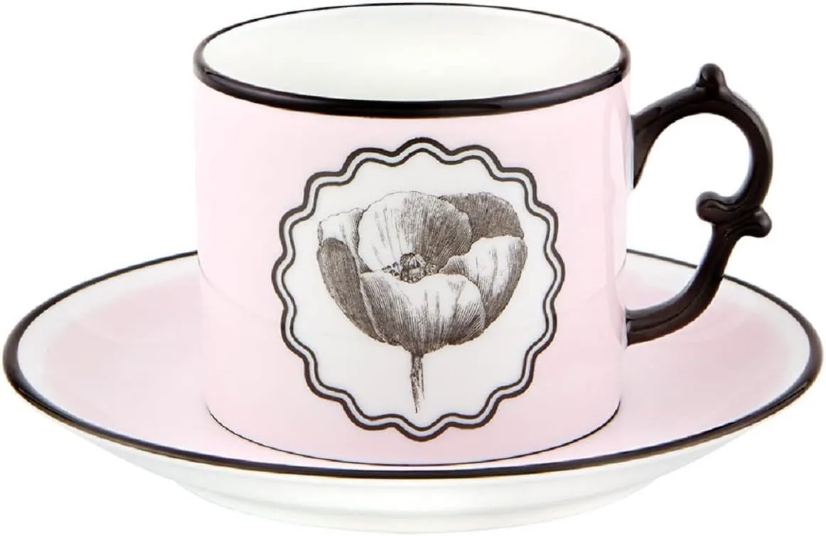 Vista Alegre Herbariae Tea Cup & Saucers, Pink by Christian Lacroix, Set of 4
