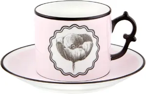 Vista Alegre Herbariae Tea Cup & Saucers, Pink by Christian Lacroix, Set of 4