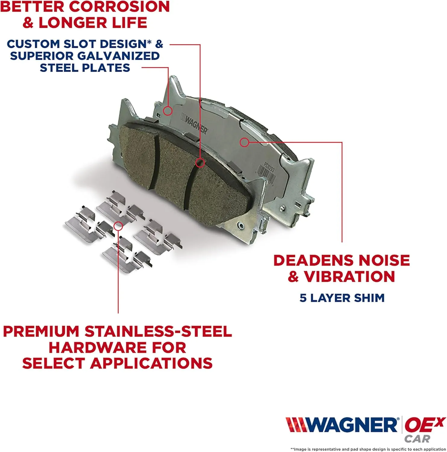 Wagner Brake OEX OEX1293 Disc Brake Pad Set Premium Ceramic