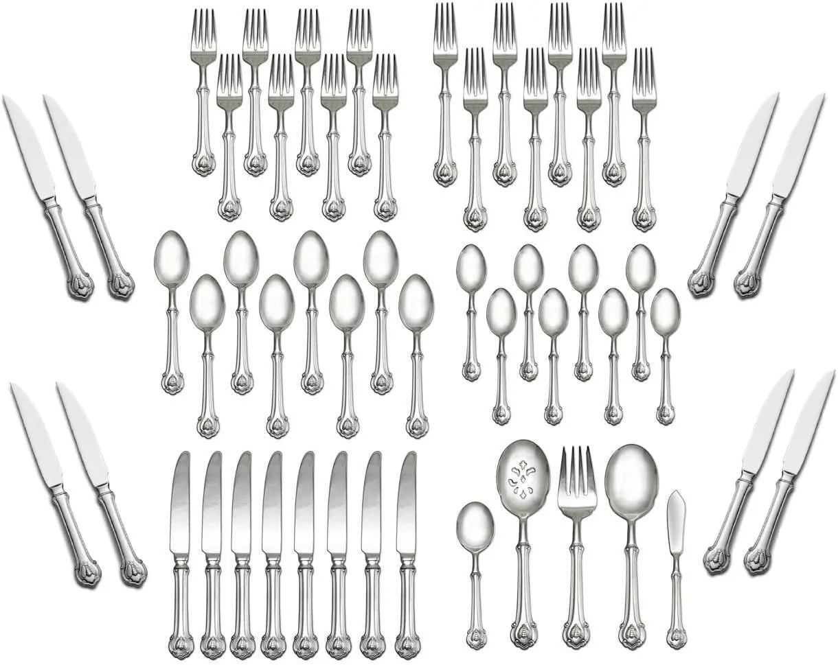 Wallace Napoleon Bee 18/10 Stainless Steel 53pc. Flatware Set